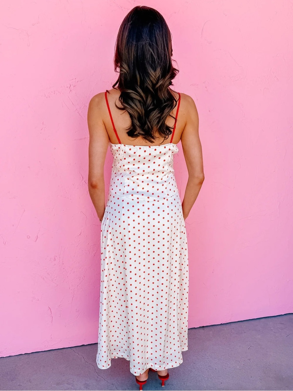 NWT Skies Are Blue Red Polka Dot Midi Dress - Picture 6 of 7